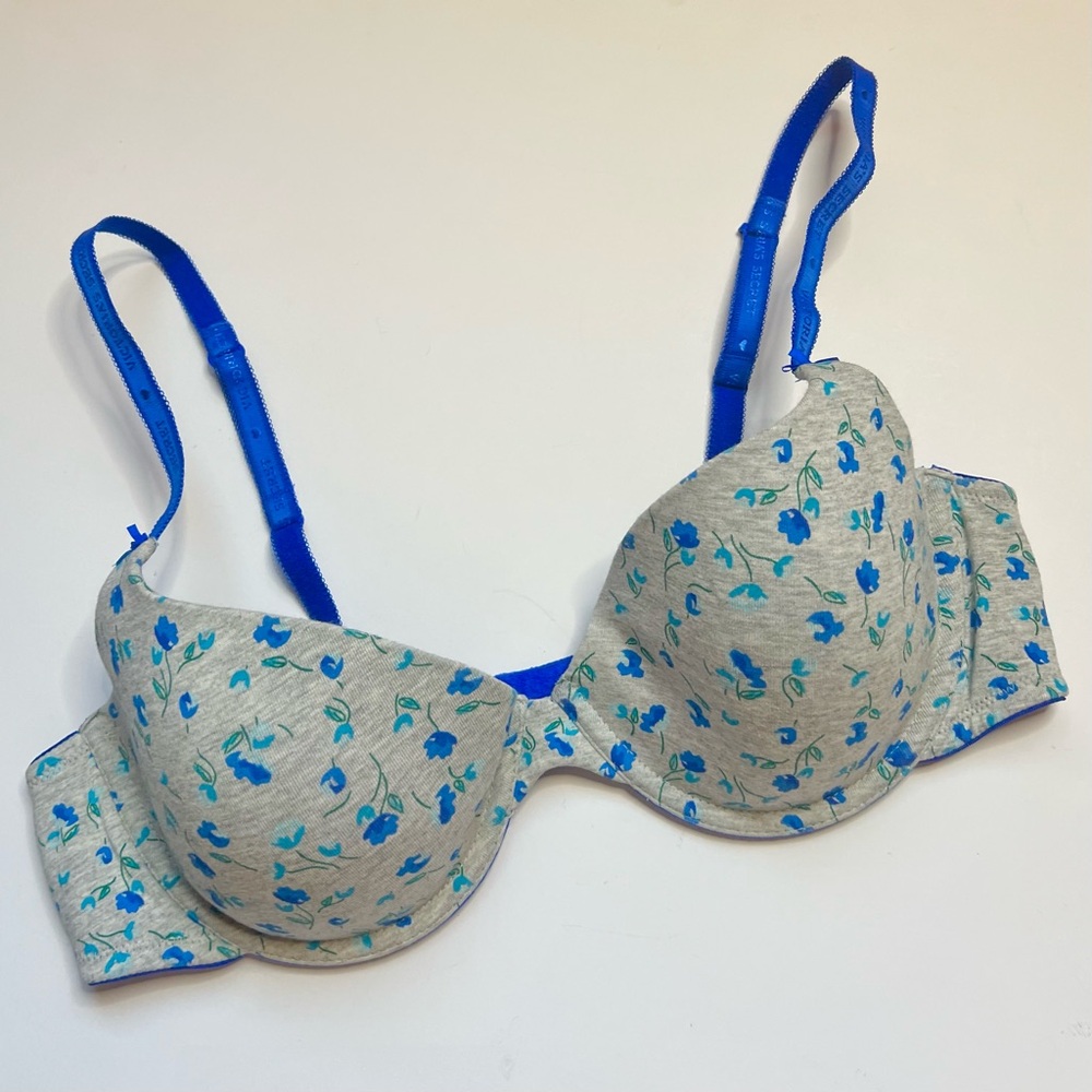 Victoria's Secret Lined Demi Buste Double Bra 38B Light Underwire Floral